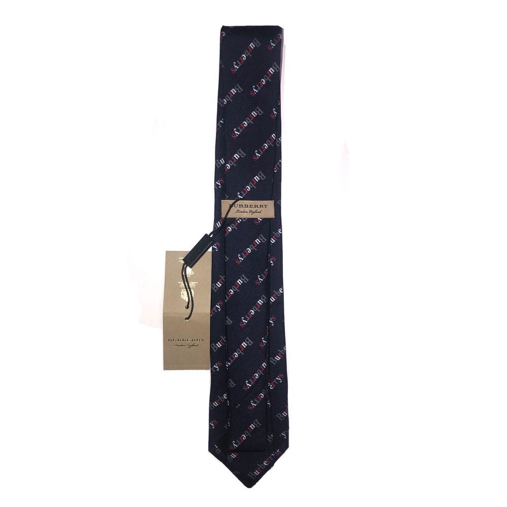 Burberry Tie Navy Archive Logo Print Manston Silk Made In Italy NEW - Picture 5 of 11